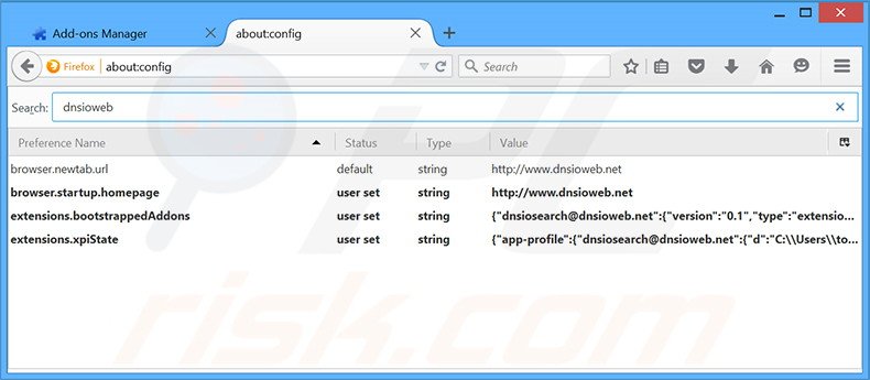 Verwijder dnsioweb.net uit Mozilla Firefox als standaard zoekmachine