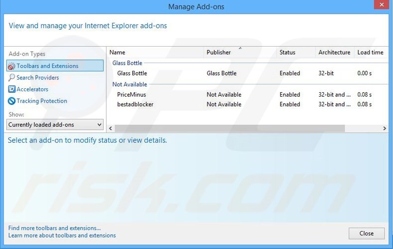 Verwijder aan dnsioweb.net gerelateerde Internet Explorer extensies