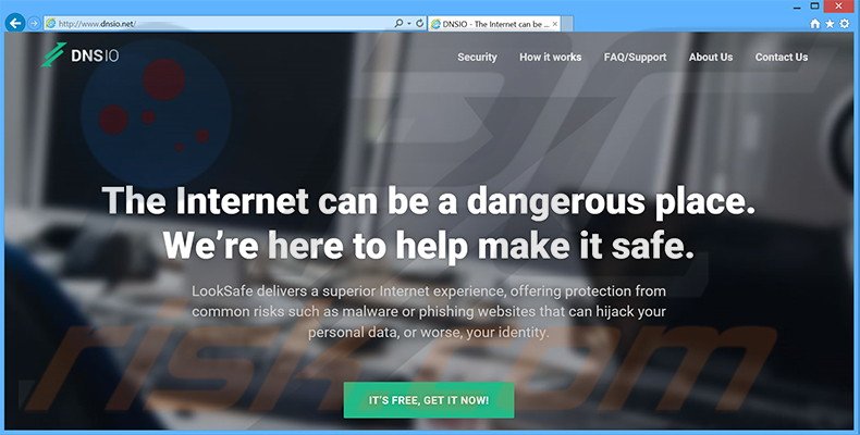 The officiele DNSIO browser hijacker download website