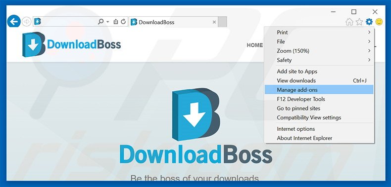Verwijder de DownloadBoss advertenties uit Internet Explorer stap 1