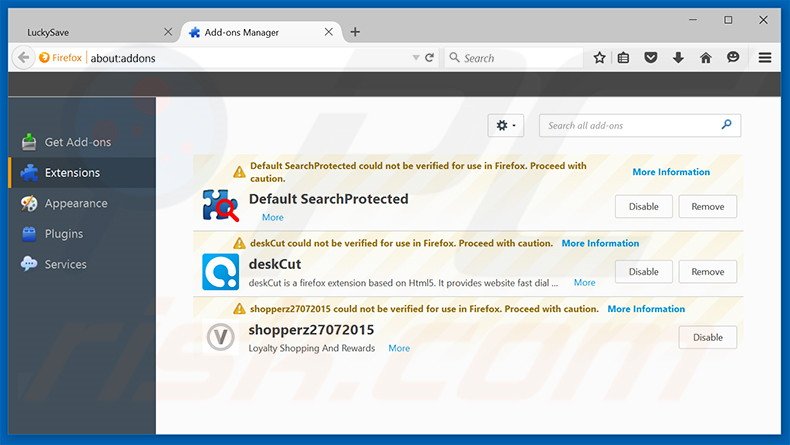 Verwijder search.emaildefendsearch.com gerelateerde Mozilla Firefox extensies