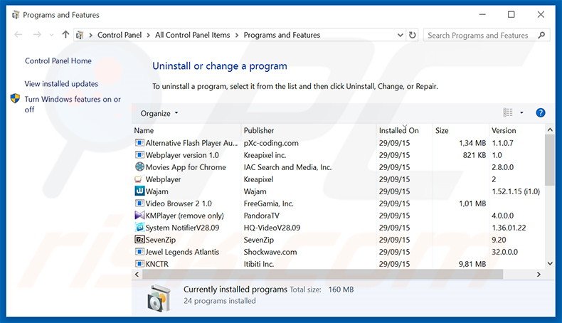 search.emaildefendsearch.com browser hijacker uninstall via Control Panel