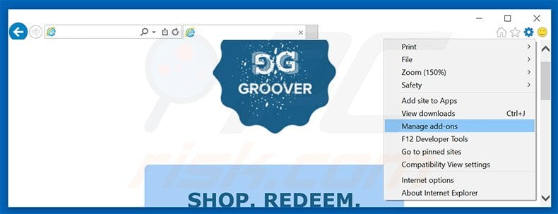 Verwijder de Groover advertenties uit Internet Explorer stap 1