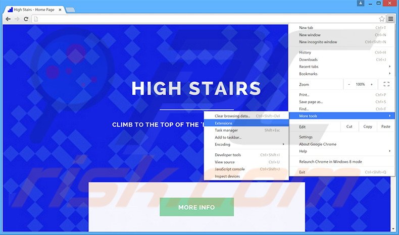 Verwijder de High Stairs advertenties uit Google Chrome stap 1