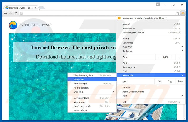 Verwijder de Internet Browser advertenties uit Google Chrome stap 1