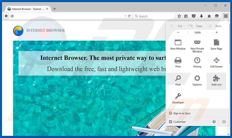 Verwijder de Internet Browser advertenties uit Mozilla Firefox stap 1