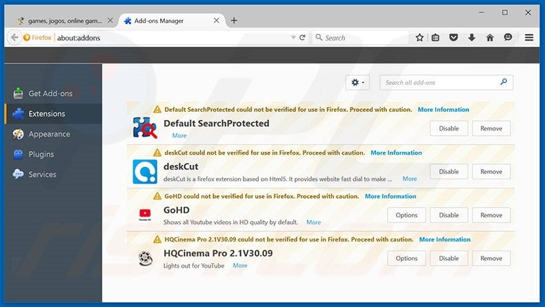 Verwijder de Jogotempo advertenties uit Mozilla Firefox stap 2