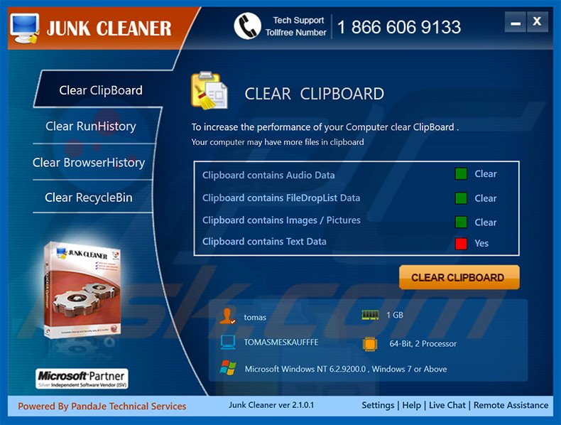 Misleidende adware-type applicatie Junk Cleaner