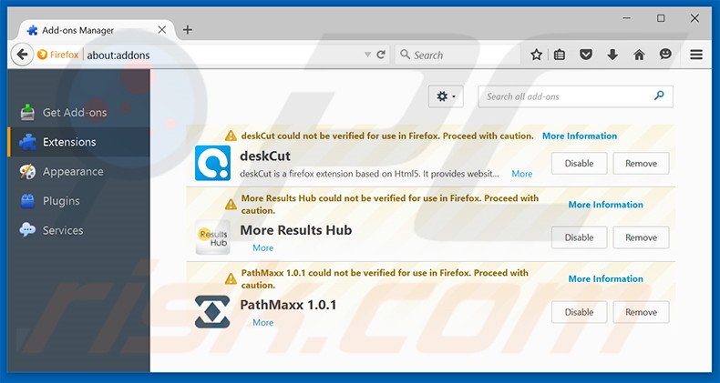 Verwijder de Junk Cleaner advertenties uit Mozilla Firefox stap 2