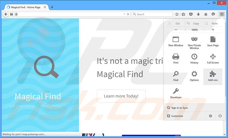 Verwijder de Magical Find advertenties uit Mozilla Firefox stap 1