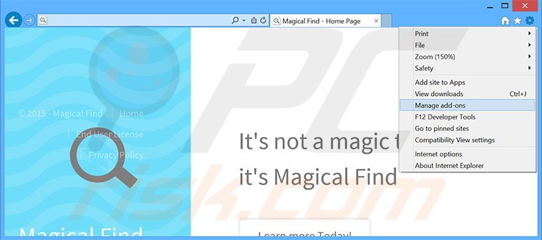 Verwijder de Magical Find advertenties uit Internet Explorer stap 1