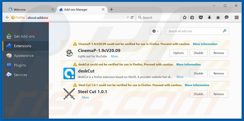 Verwijder de MapsWorld advertenties uit Mozilla Firefox stap 2