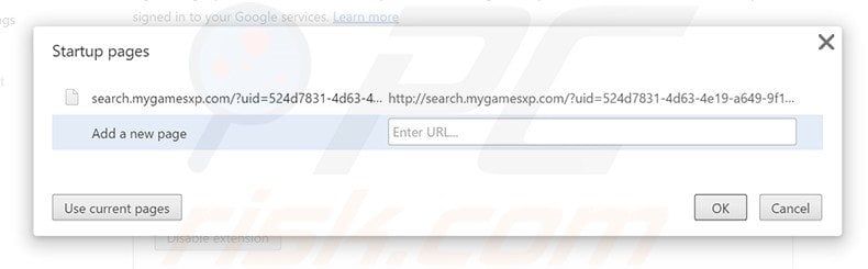 Verwijder search.mygamesxp.com als startpagina in Google Chrome