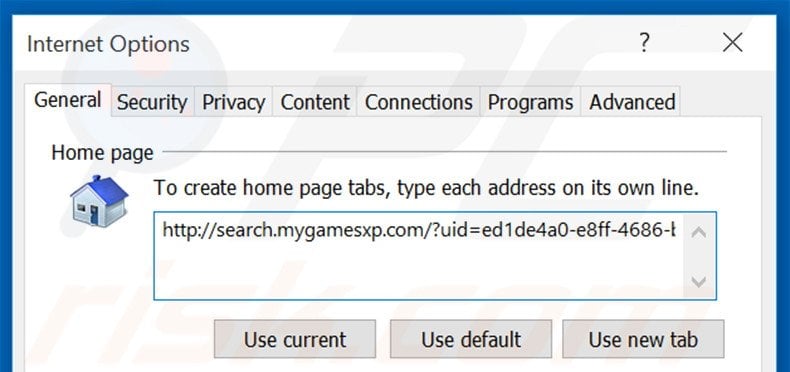 Verwijder search.mygamesxp.com als startpagina in Internet Explorer