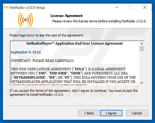 Official NetRadio adware installatieconfig