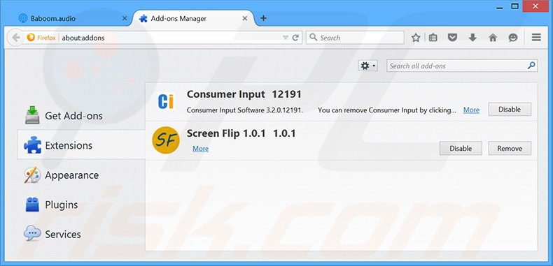Verwijder de Nuvision Global Data Remarketer advertenties uit Mozilla Firefox stap 2