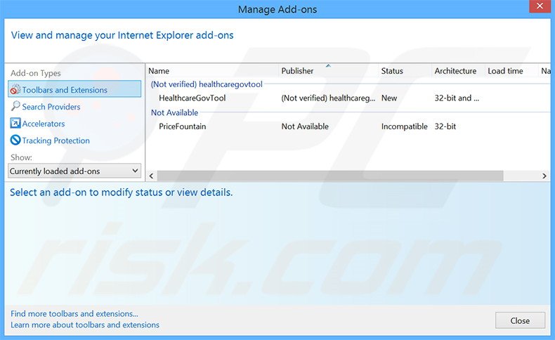 Verwijder de Nuvision Global Data Remarketer advertenties uit Internet Explorer stap 2