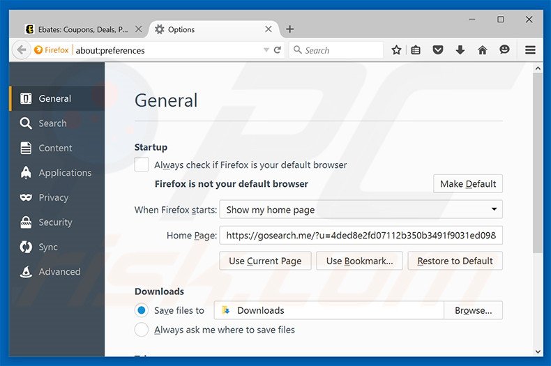 Verwijder search.bitcro.com als startpagina in Mozilla Firefox