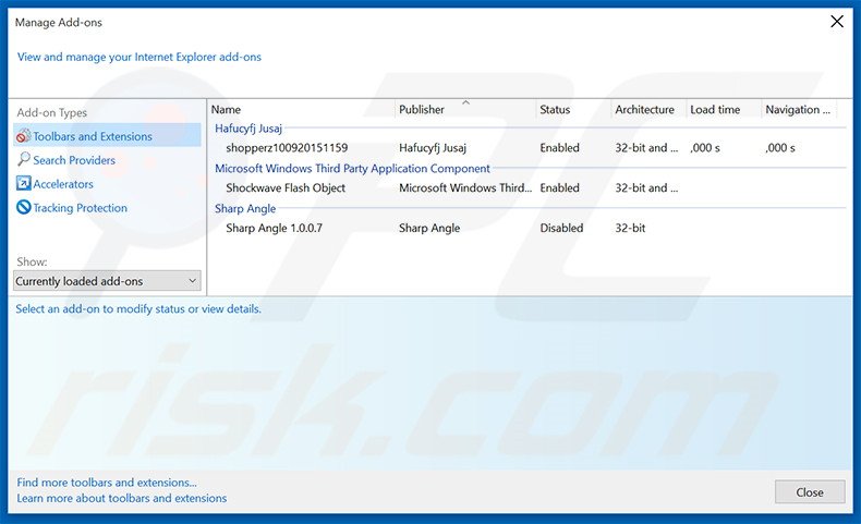 Verwijder de Sonic Train advertenties uit Internet Explorer stap 2