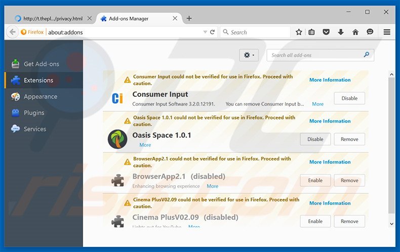 Verwijder de WhiteWindow advertenties uit Mozilla Firefox stap 2