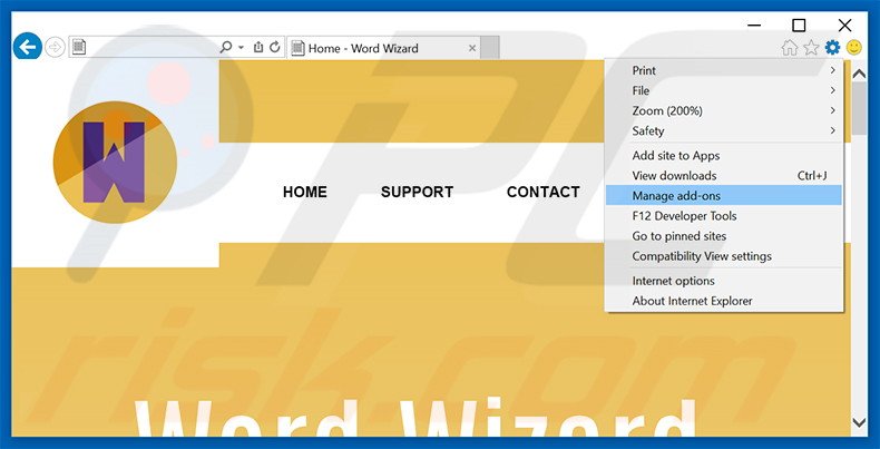 Verwijder de WordWizard advertenties uit Internet Explorer stap 1