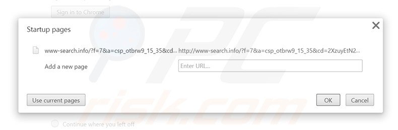 Verwijder www-search.info als startpagina in Google Chrome