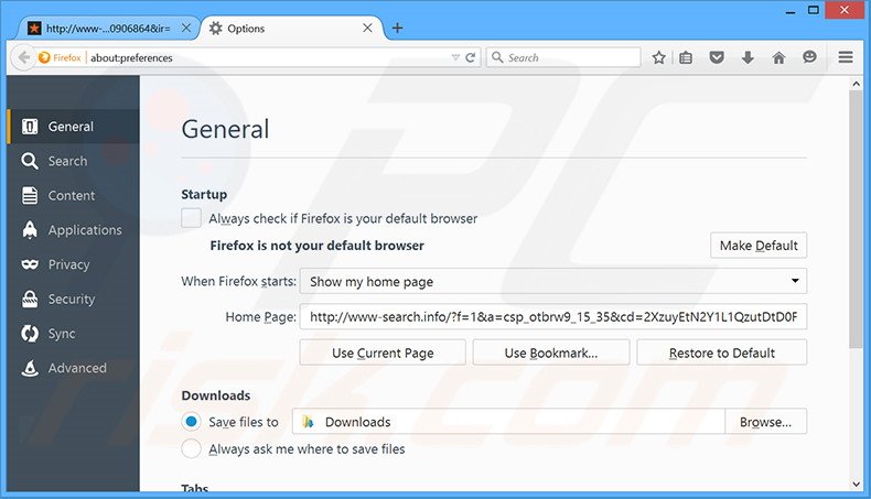 Verwijder www-search.info als startpagina in Mozilla Firefox
