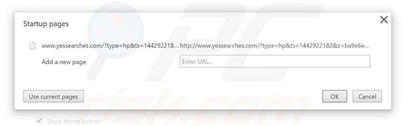 Verwijder yessearches.com als startpagina in Google Chrome