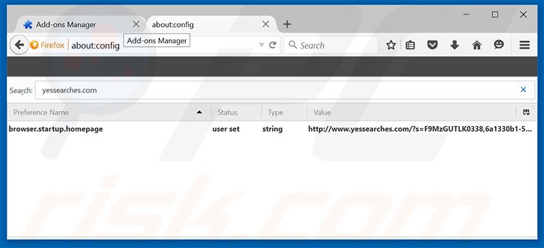 Verwijder yessearches.com als standaard zoekmachine in Mozilla Firefox