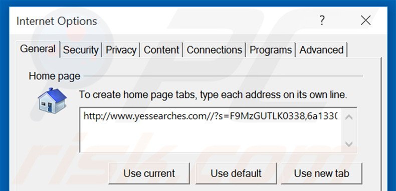 Verwijder yessearches.com als startpagina in Internet Explorer