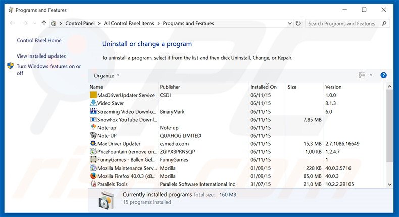 AmazingTab adware verwijdering via het Controle Paneel