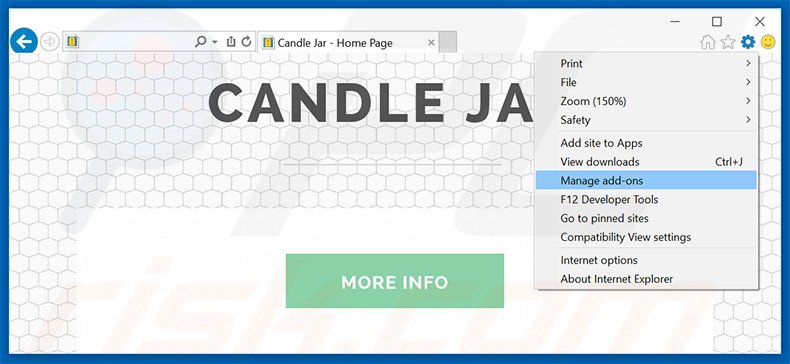 Verwijder de Candle Jar advertenties uit Internet Explorer stap 1