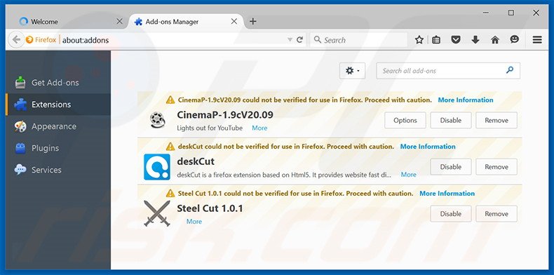 Verwijder de CashBack advertenties uit Mozilla Firefox stap 2