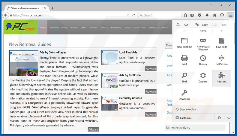 Verwijder de DailyWiki advertenties uit Mozilla Firefox stap 1