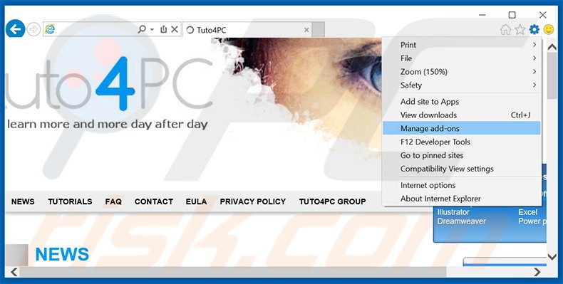 Verwijder de eFast Browser advertenties uit Internet Explorer stap 1