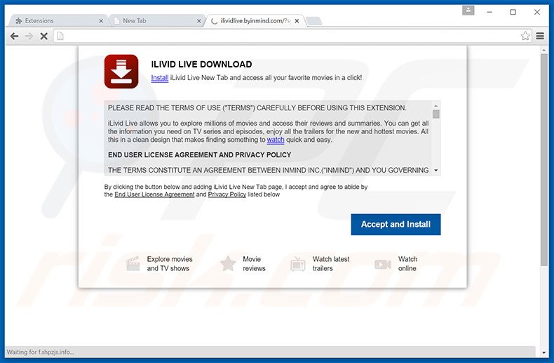 Website om de ilividlive.com browser hijacker te promoten