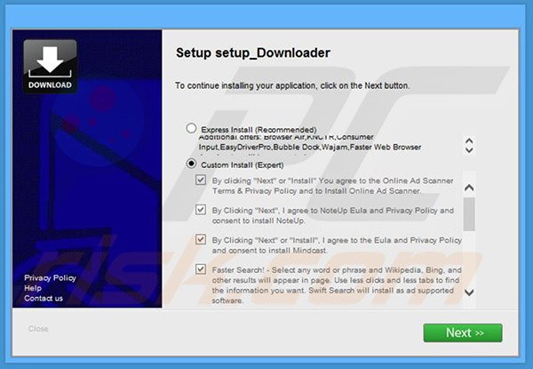 Misleidende installer verspreidt de Mint Cast Networks adware