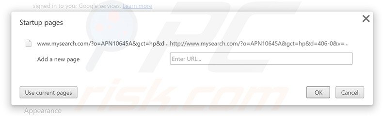 Verwijder mysearch.com als startpagina in Google Chrome