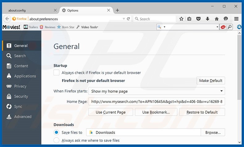 Verwijder mysearch.com als startpagina in Mozilla Firefox