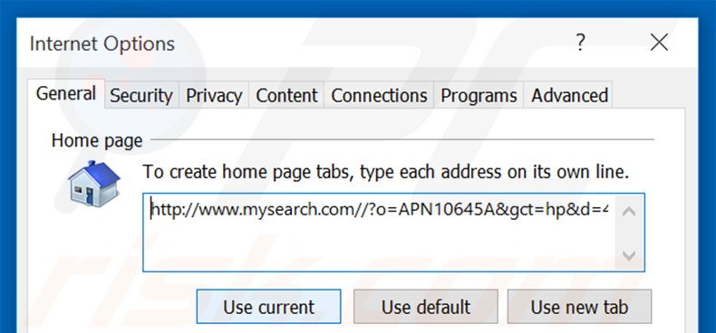 Verwijder mysearch.com als startpagina in Internet Explorer