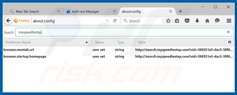 Verwijder search.myspeedtestxp.com als standaard zoekmachine in Mozilla Firefox