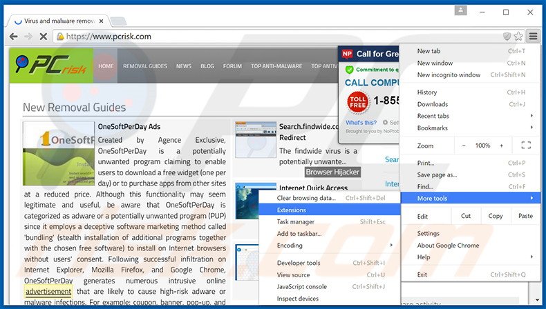 Verwijder de Olcinium Browser advertenties uit Google Chrome stap 1