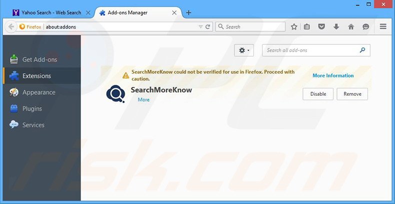 Verwijder aan Search Know gerelateerde Mozilla Firefox extensies