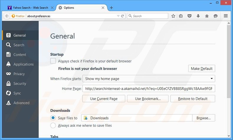 Verwijder Search Know als startpagina in Mozilla Firefox