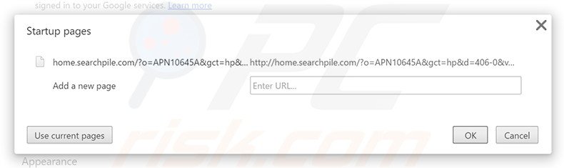 Verwijder home.searchpile.com als startpagina in Google Chrome