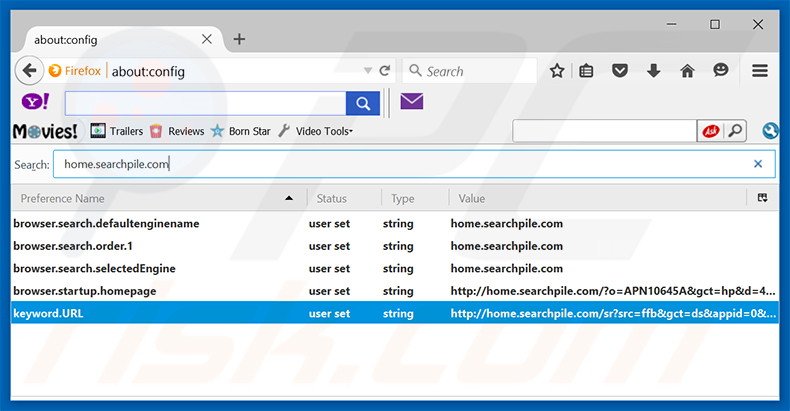 Verwijder home.searchpile.com als standaard zoekmachine in Mozilla Firefox