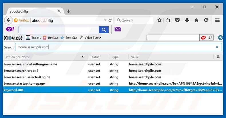 Verwijder home.searchpile.com als standaard zoekmachine in Mozilla Firefox