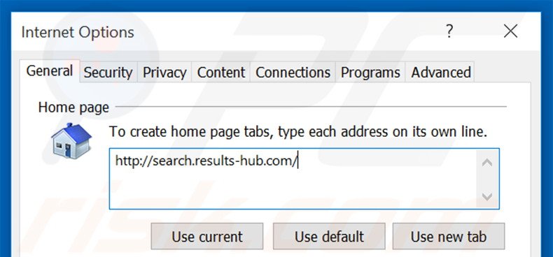 Verwijder search.results-hub.com als startpagina in Internet Explorer
