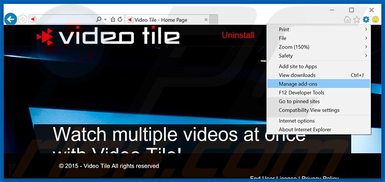 Verwijder de Video Tile advertenties uit Internet Explorer stap 1