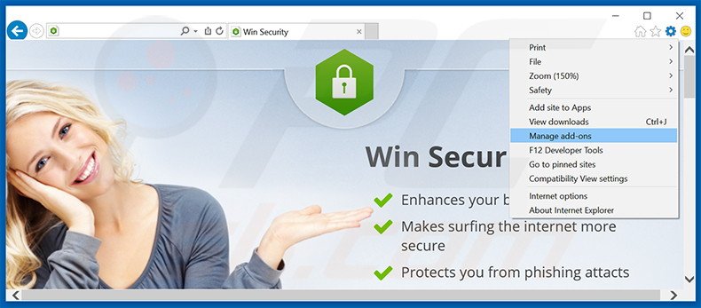 Verwijder de Win Security advertenties uit Internet Explorer stap 1